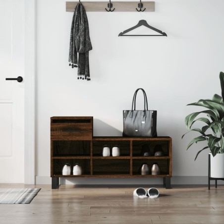 vidaXL Mueble zapatero madera contrachapada roble marrón 102x36x60 cm