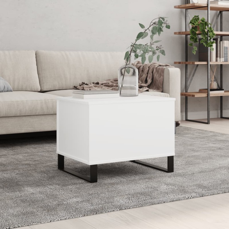 vidaXL Mesa de centro madera contrachapada blanco 60x44,5x45 cm vidaXL Mesa de centro madera contrachapada blanco 60x44,5x45 cm