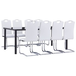 vidaXL Juego de comedor 9 piezas cuero sintético blanco