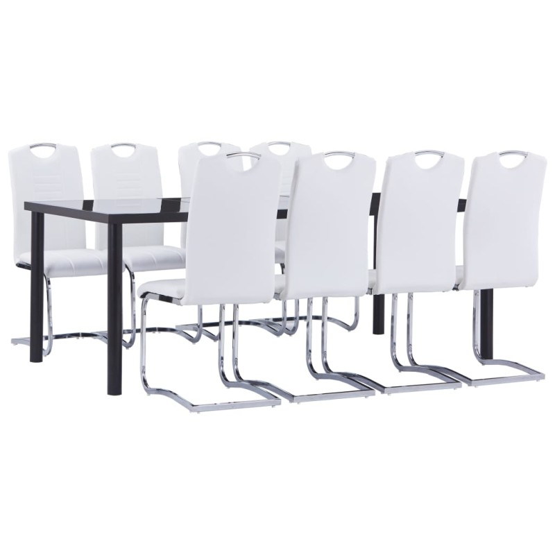 vidaXL Juego de comedor 9 piezas cuero sintético blanco vidaXL Juego de comedor 9 piezas cuero sintético blanco