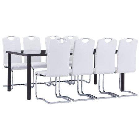 vidaXL Juego de comedor 9 piezas cuero sintético blanco