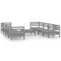 vidaXL Juego de muebles de jardín 9 piezas madera maciza de pino gris vidaXL Juego de muebles de jardín 9 piezas madera maciza de pino gris
