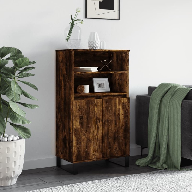 vidaXL Aparador alto madera contrachapada roble ahumado 60x36x110 cm vidaXL Aparador alto madera contrachapada roble ahumado 60x36x110 cm