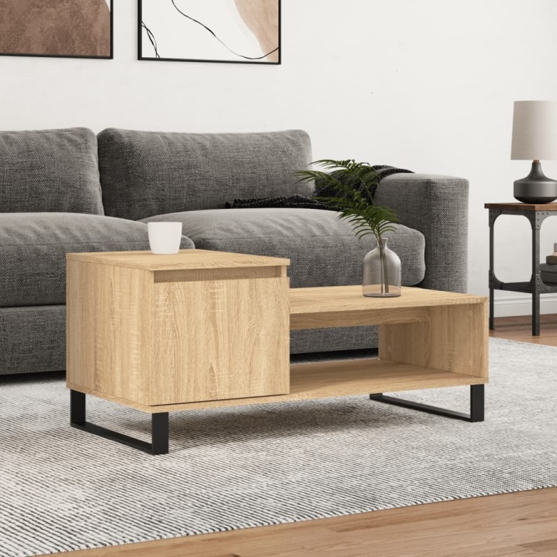 vidaXL Mesa de centro madera contrachapada roble Sonoma 100x50x45 cm vidaXL Mesa de centro madera contrachapada roble Sonoma 100x50x45 cm