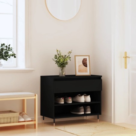 vidaXL Mueble zapatero madera contrachapada negro 70x36x60 cm