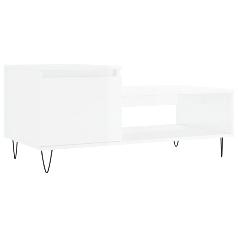 vidaXL Mesa de centro madera contrachapada blanco brillo 100x50x45 cm vidaXL Mesa de centro madera contrachapada blanco brillo 100x50x45 cm