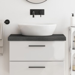 vidaXL Encimera baño madera maciza tratada gris oscuro 80x30x(2-6) cm