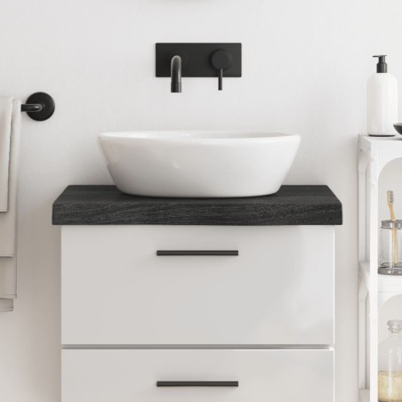 vidaXL Encimera baño madera maciza tratada gris oscuro 60x50x(2-6) cm