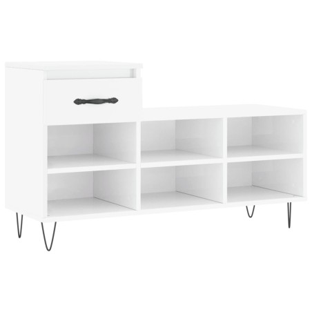vidaXL Mueble zapatero madera contrachapada blanco brillo 102x36x60 cm