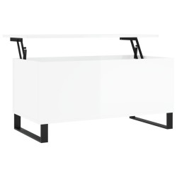 vidaXL Mesa de centro madera contrachapada blanco brillo 90x44,5x45 cm