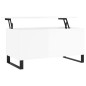 vidaXL Mesa de centro madera contrachapada blanco brillo 90x44,5x45 cm