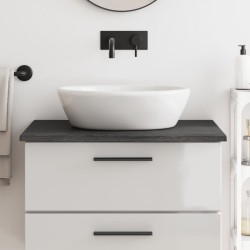 vidaXL Encimera de baño madera maciza tratada gris oscuro 80x60x2 cm