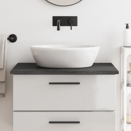 vidaXL Encimera de baño madera maciza tratada gris oscuro 80x60x2 cm