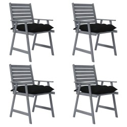 vidaXL Sillas de comedor jardín con cojines 4 uds madera maciza acacia
