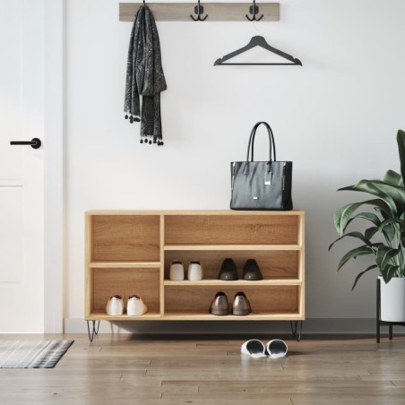 vidaXL Mueble zapatero madera contrachapada roble Sonoma 102x36x60 cm