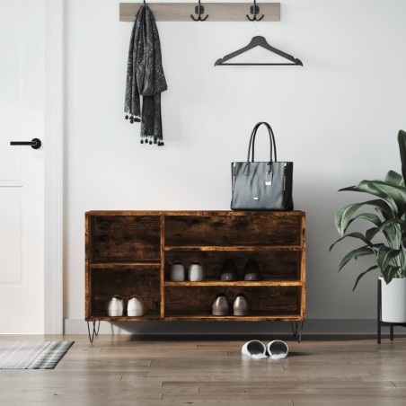 vidaXL Mueble zapatero madera contrachapada roble ahumado 102x36x60 cm
