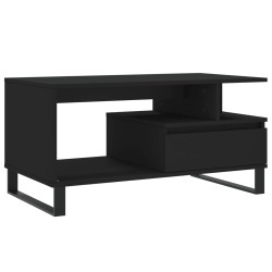 vidaXL Mesa de centro madera contrachapada negro 90x49x45 cm