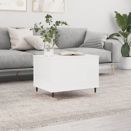vidaXL Mesa de centro madera contrachapada blanco brillo 60x44,5x45 cm