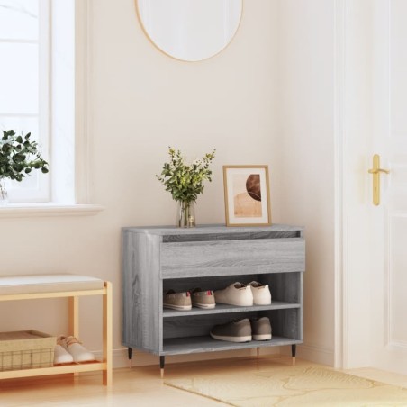 vidaXL Mueble zapatero madera contrachapada gris Sonoma 70x36x60 cm