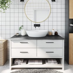 vidaXL Encimera de baño madera maciza tratada gris oscuro 100x60x2 cm