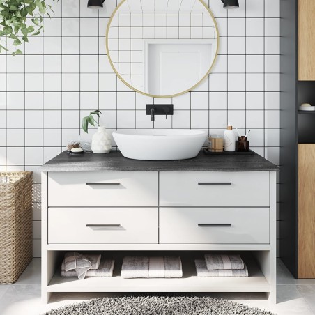 vidaXL Encimera de baño madera maciza tratada gris oscuro 100x60x2 cm