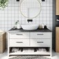 vidaXL Encimera de baño madera maciza tratada gris oscuro 100x60x2 cm vidaXL Encimera de baño madera maciza tratada gris oscuro 100x60x2 cm