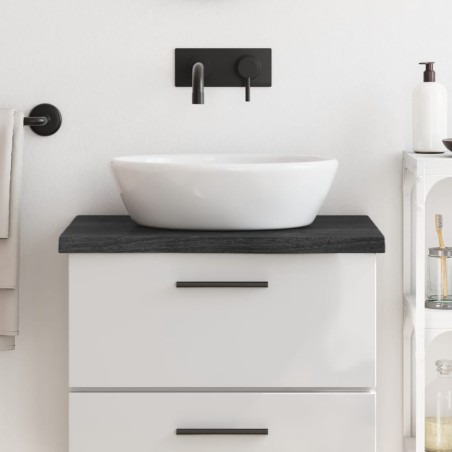 vidaXL Encimera baño madera maciza tratada gris oscuro 60x60x(2-4) cm