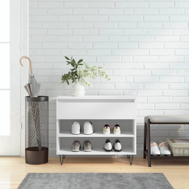 vidaXL Mueble zapatero madera contrachapada blanco 70x36x60 cm vidaXL Mueble zapatero madera contrachapada blanco 70x36x60 cm
