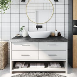 vidaXL Encimera baño madera maciza tratada gris oscuro 100x60x(2-6) cm