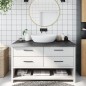 vidaXL Encimera baño madera maciza tratada gris oscuro 100x60x(2-6) cm