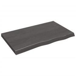 vidaXL Encimera baño madera maciza tratada gris oscuro 100x60x(2-6) cm
