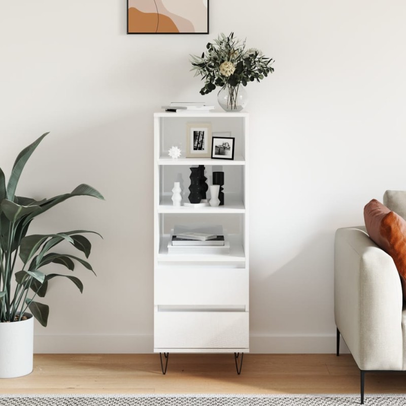 vidaXL Aparador alto madera contrachapada blanco brillo 40x36x110 cm vidaXL Aparador alto madera contrachapada blanco brillo 40x36x110 cm