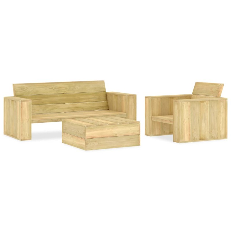 vidaXL Juego de muebles de jardín 3 piezas madera de pino impregnada vidaXL Juego de muebles de jardín 3 piezas madera de pino impregnada