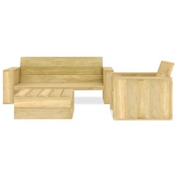 vidaXL Juego de muebles de jardín 3 piezas madera de pino impregnada