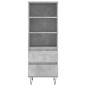 vidaXL Aparador alto madera contrachapada gris hormigón 40x36x110 cm vidaXL Aparador alto madera contrachapada gris hormigón 40x36x110 cm