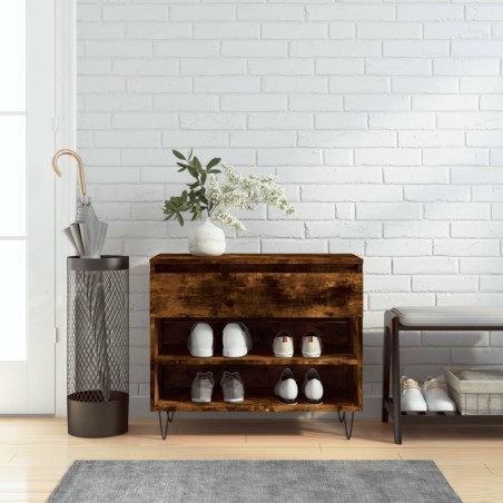 vidaXL Mueble zapatero madera contrachapada roble ahumado 70x36x60 cm