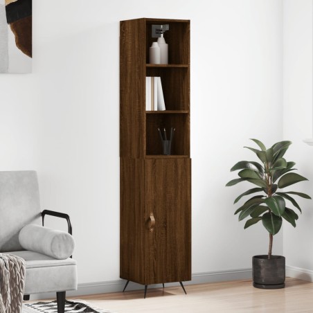 vidaXL Aparador alto madera contrachapada roble marrón 34,5x34x180 cm