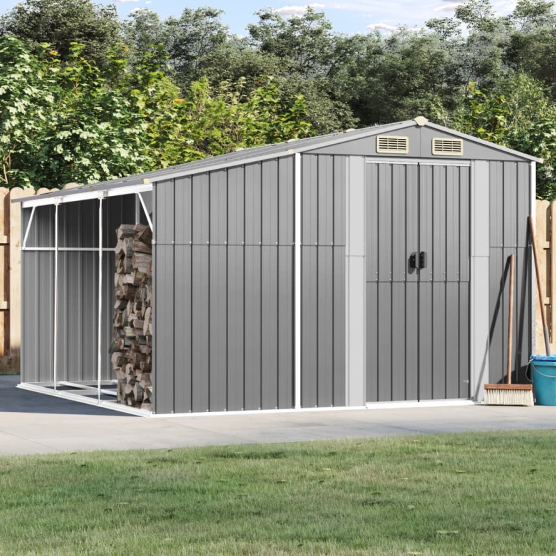 vidaXL Cobertizo de jardín acero galvanizado gris 277x279x179 cm vidaXL Cobertizo de jardín acero galvanizado gris 277x279x179 cm