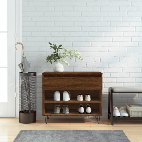 vidaXL Mueble zapatero madera contrachapada roble marrón 70x36x60 cm