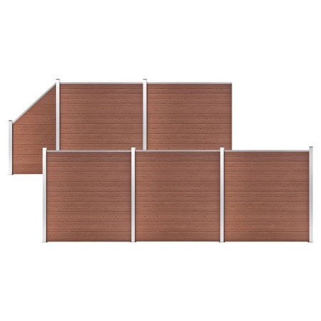 vidaXL Set de valla 5 cuadradas + 1 oblicua WPC marrón 965x186 cm