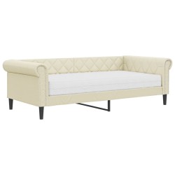 vidaXL Sofá cama con colchón cuero sintético crema 90x200 cm
