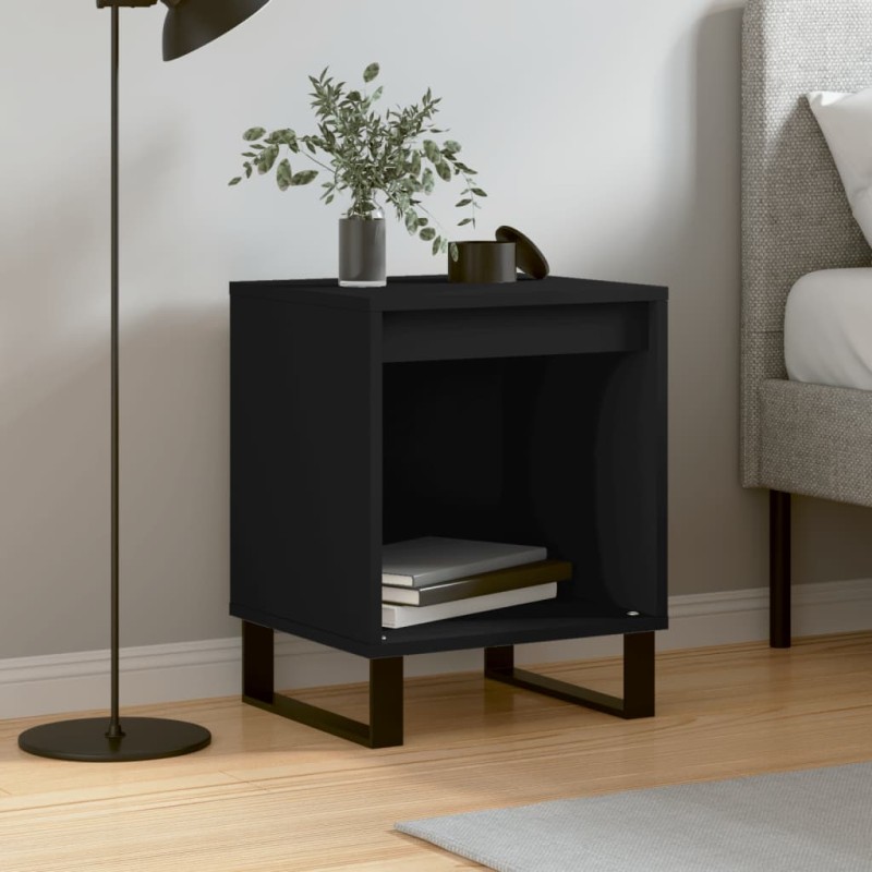 vidaXL Mesita de noche madera de ingeniería negro 40x35x50 cm