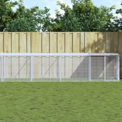 vidaXL Gallinero con techo acero galvanizado gris claro 1003x98x90 cm