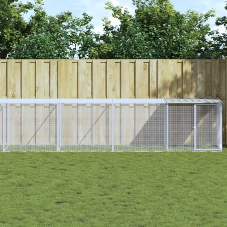 vidaXL Gallinero con techo acero galvanizado gris claro 1003x98x90 cm