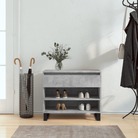 vidaXL Mueble zapatero madera contrachapada gris hormigón 70x36x60 cm