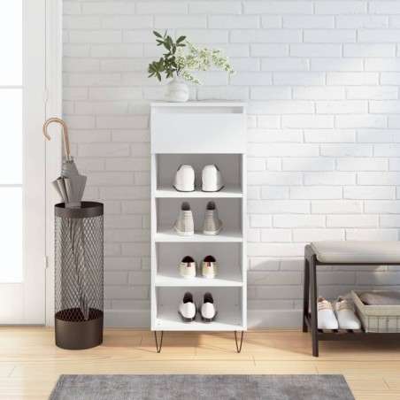 vidaXL Mueble zapatero madera contrachapada blanco brillo 40x36x105 cm
