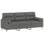 vidaXL Sofá de 3 plazas con cojines tela gris oscuro 180 cm vidaXL Sofá de 3 plazas con cojines tela gris oscuro 180 cm