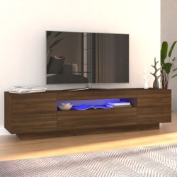 vidaXL Mueble de TV con luces LED marrón roble 160x35x40 cm