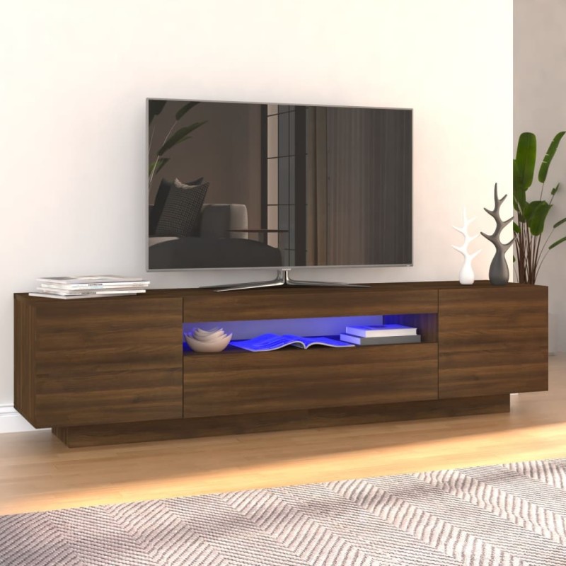 vidaXL Mueble de TV con luces LED marrón roble 160x35x40 cm vidaXL Mueble de TV con luces LED marrón roble 160x35x40 cm