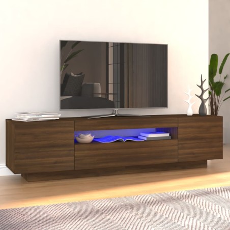 vidaXL Mueble de TV con luces LED marrón roble 160x35x40 cm